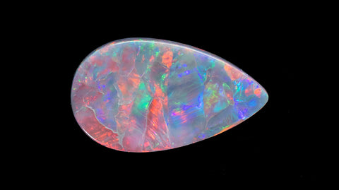 A teardrop shaped Lightning Ridge opal from Black Star Opal