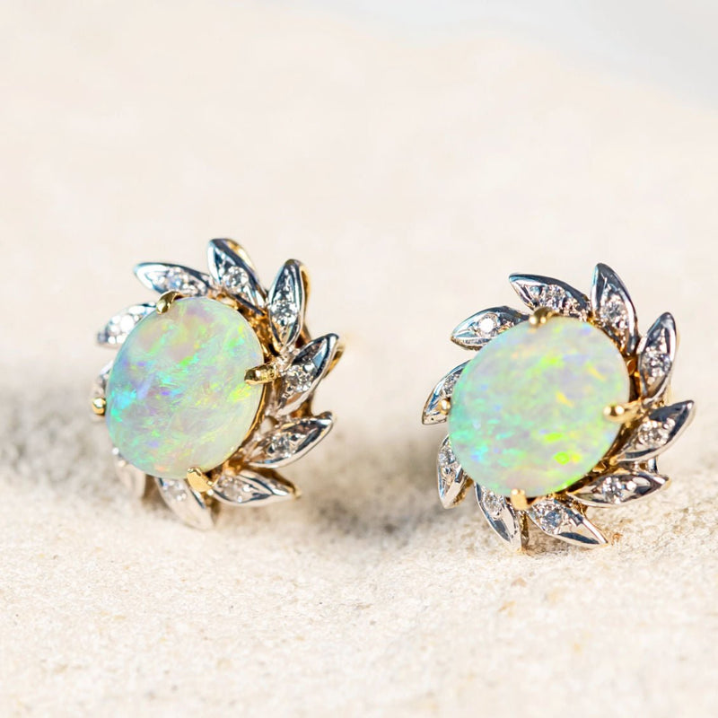 'Adelina' Gold Australian Crystal Opal Earrings - Black Star Opal