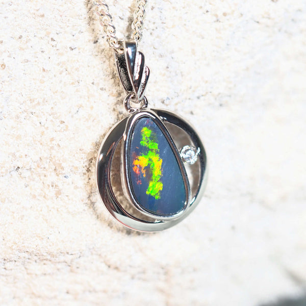 australian doublet opal pendant in sterling silver