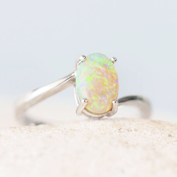 opal ring white gold