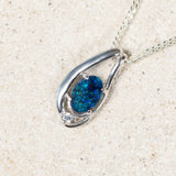 'Aliana' Silver Australian Triplet Opal Necklace Pendant - Black Star Opal