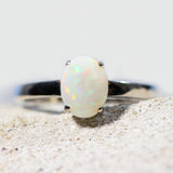 'Alina' Silver Australian Crystal Opal Ring - Black Star Opal