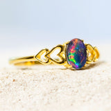 'Amore' Gold Plated Silver Australian Triplet Opal Ring - Black Star Opal