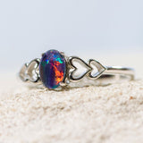 'Amore' Silver Australian Triplet Opal Ring - Black Star Opal