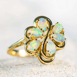 'Angelica' Gold Australian Crystal Opal Ring - Black Star Opal