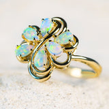 'Angelica' Gold Australian Crystal Opal Ring - Black Star Opal