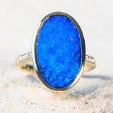 'Arabella' Gold Lightning Ridge Black Opal Ring - Black Star Opal