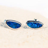 'Aria' White Gold Doublet Opal Earrings - Black Star Opal