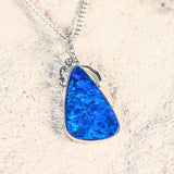 'Ariah' White Gold Doublet Opal Necklace Pendant - Black Star Opal