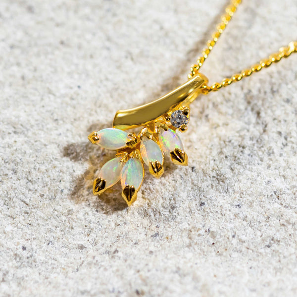 'Ariana' Gold Plated Silver Crystal Opal Necklace