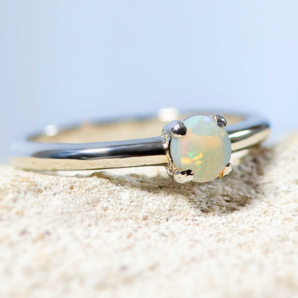 'Ariyah' Silver Australian Crystal Opal Ring - Black Star Opal