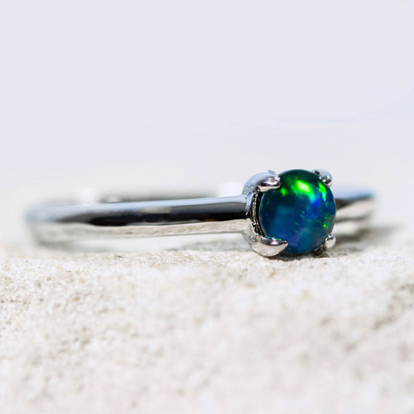 'Ariyah' Silver Australian Triplet Opal Ring - Black Star Opal