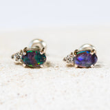 'Audrey' Silver Australian Triplet Opal Earrings - Black Star Opal