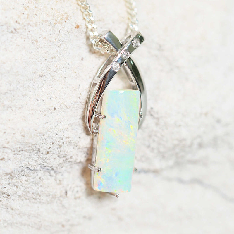 white opal white gold necklace pendant