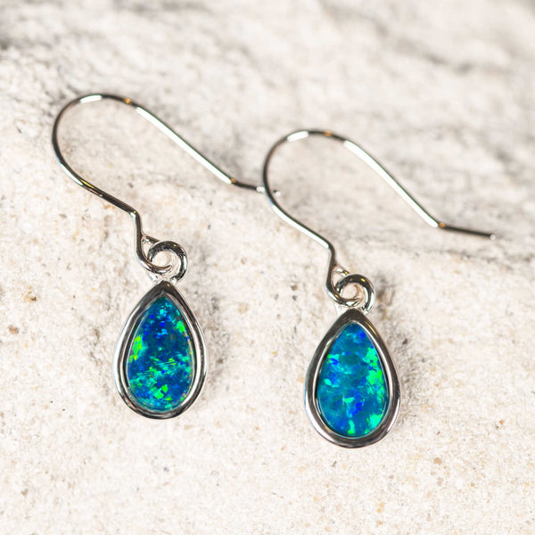 'Ayla' Silver Australian Triplet Opal Earrings - Black Star Opal