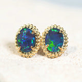 australian opal earrings set in gold plated silver