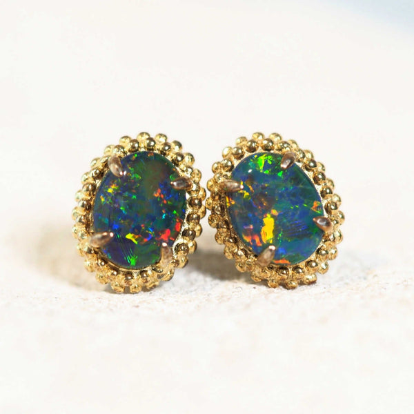 multi-color triplet opal earrings