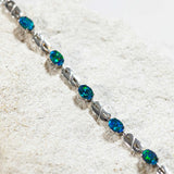 'Double Link' Silver Australian Triplet Opal Bracelet - Black Star Opal