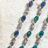 'Double Link' Silver Australian Triplet Opal Bracelet - Black Star Opal