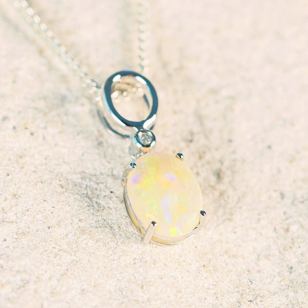 colourful white opal gold pendant