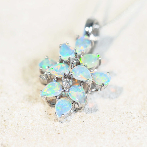 'Emilia' 18ct White Gold Crystal Opal Pendant