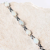 colourful eternity design white opal silver bracelet