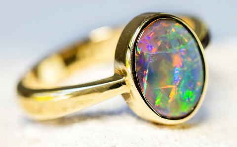  Black Star Opal gold black opal ring 