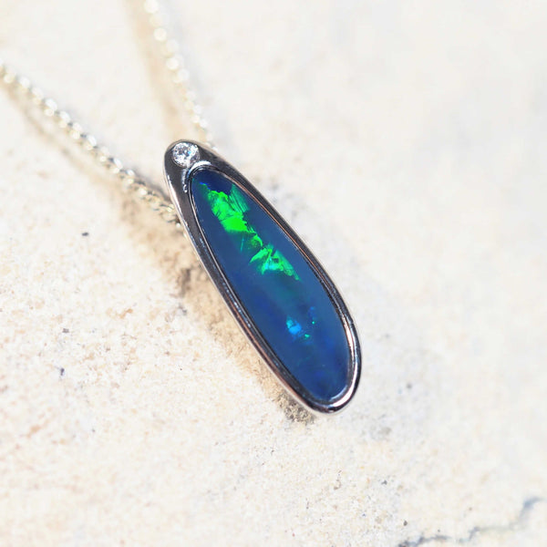 australian opal pendant set in silver