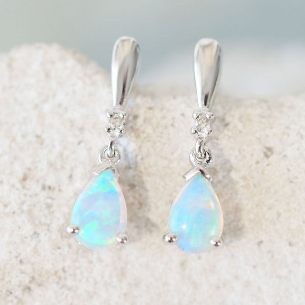 'Imara' 14ct White Gold Crystal Opal Earrings