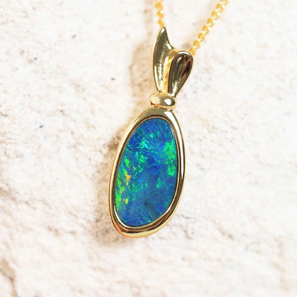 'Jimena' Gold Plated Silver Doublet Opal Pendant