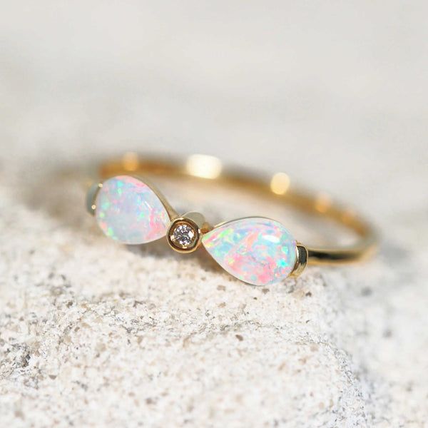 pastel bright opal ring set in gold