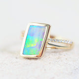 australian black opal gold ring