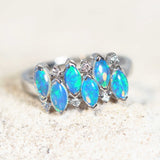 blue and green multi-stone crystal opal ring