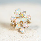 multi-coloured crystal opal ring in 18ct gold