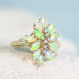 green crystal opal gold ring