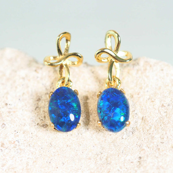 blue and green australian opal earrings