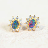 multi-colour opal earrings with ten diamantes