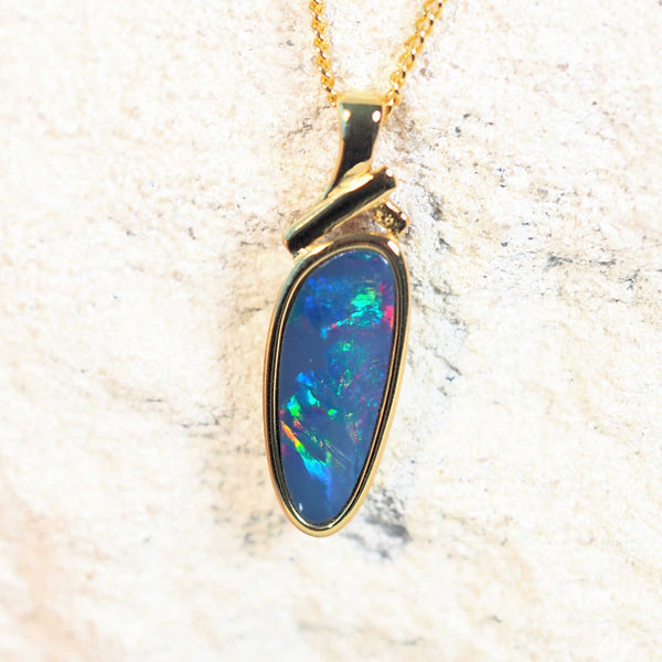 australian opal pendant set in gold plated silver