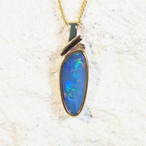 australian doublet opal gold plated silver pendant