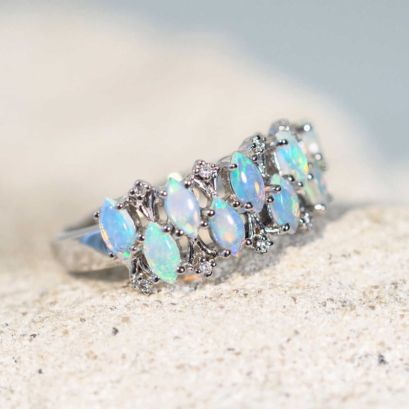 blue and green crystal opal gold ring