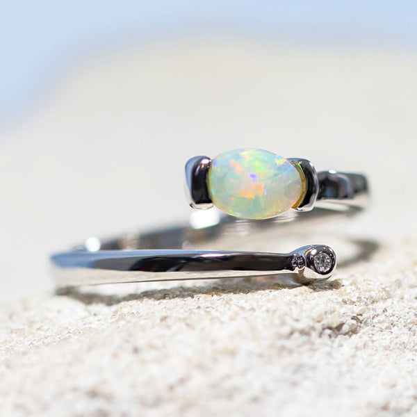 'Siena' Silver Australian Crystal Opal Ring - Black Star Opal