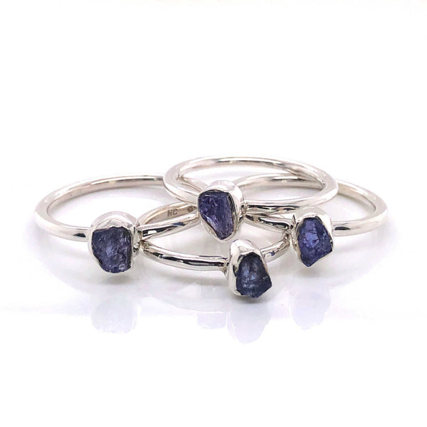 Silver Tanzanite Stackable Gemstone Ring - Black Star Opal