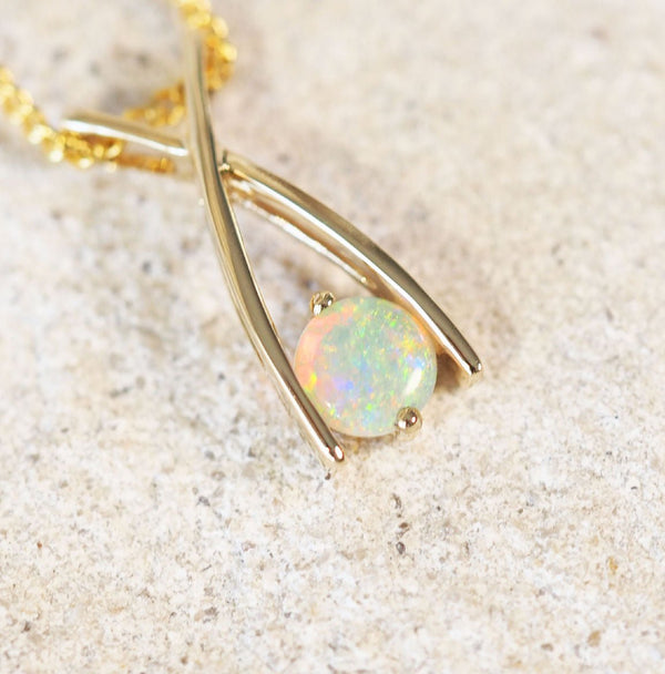 multi-colour crystal opal gold pendant