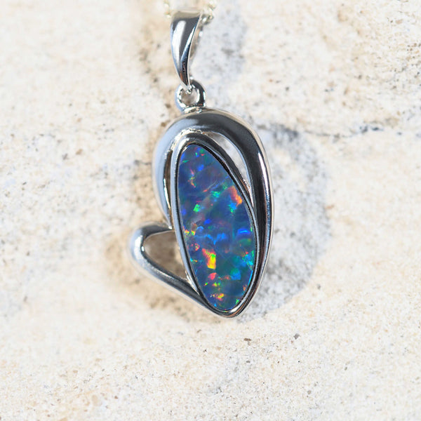 australian opal pendant with a multi-colour doublet opal